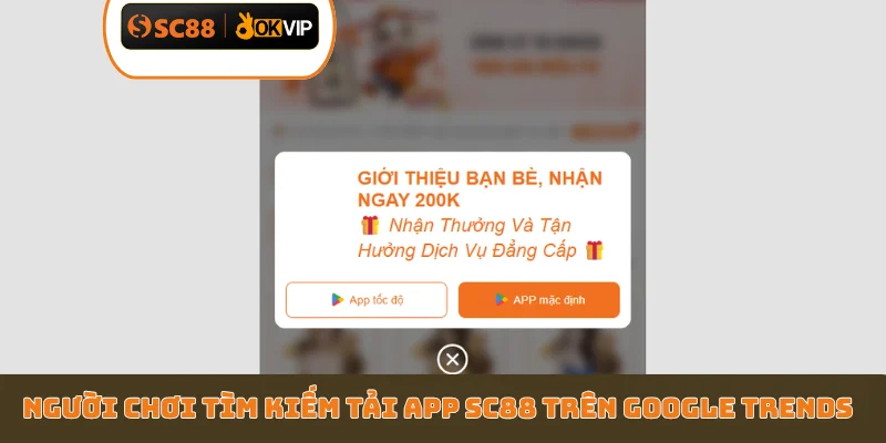 Người chơi tìm kiếm tải app SC88 trên Google Trends